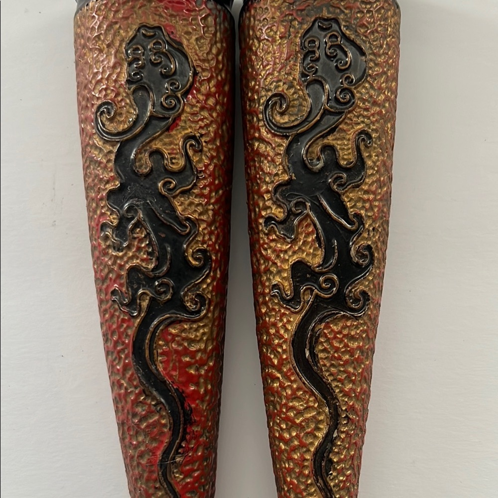 Textured Wall Sconces with Black Dragon Design - Picture 5 of 11